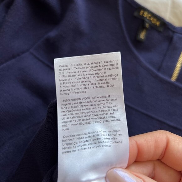 Escada Navy Blue Side Button Wool Knit Shift Dress - Picture 6 of 7